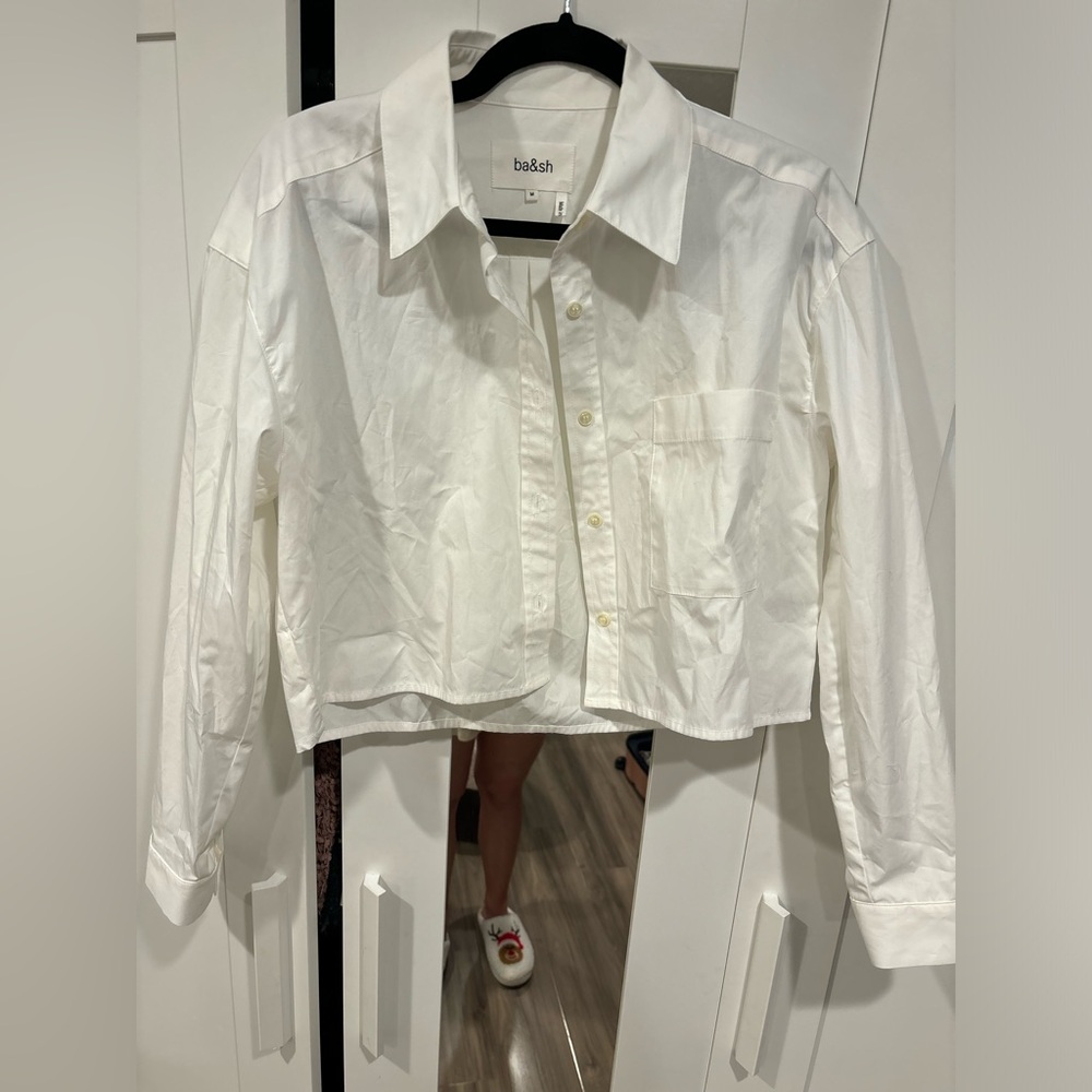 NWT - BA&SH Cropped White Button Up